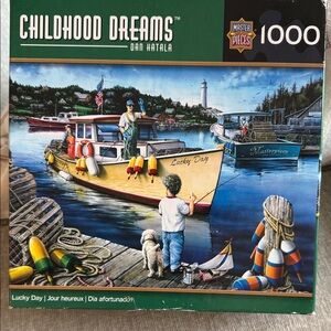 "Childhood Dreams: Lucky Day" 1000-Piece Puzzle - Yellow Boat Artwork